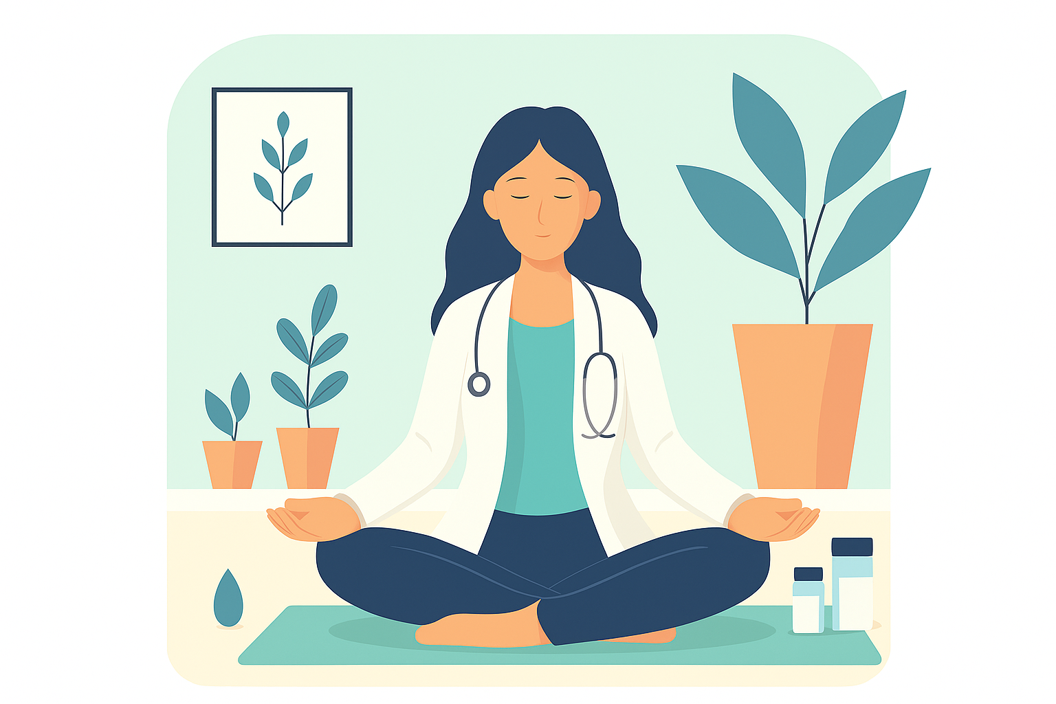 Femme médecin en méditation